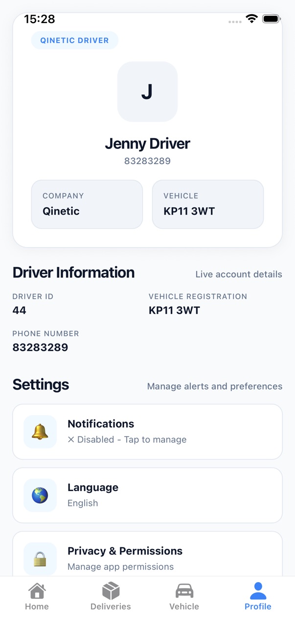 Driver app screenshot 1